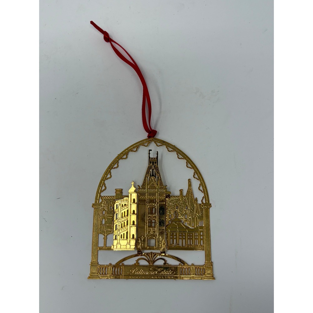 Biltmore Estate North Carolina Gold Tone Metal Christmas Ornament Asheville NC